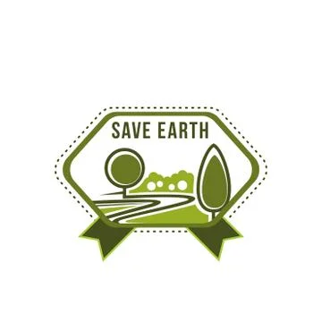 Earth Day save planet vector green tree icon Stock Illustration