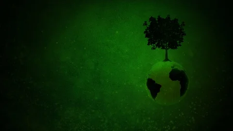 Earth Day Tree Globe Grow Background 4K Loop Stock Footage 100452086