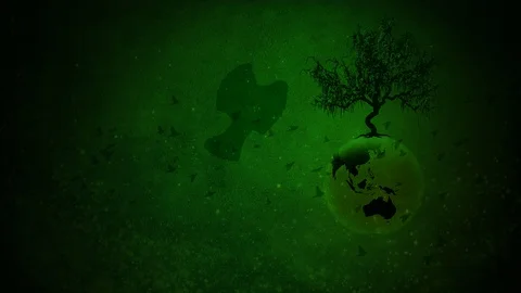 Earth Day Tree Globe Grow with Birds Background 4K Loop Stock Footage 100452095