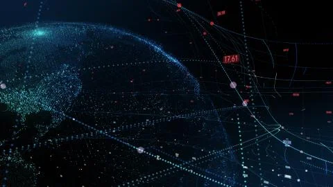 Earth with digital data grid Stock Illustration