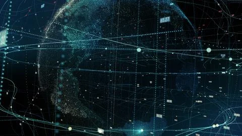 Earth with digital data grid Stock Illustration