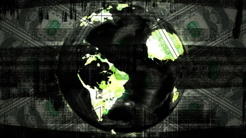 Earth Digital Defect Rotate in Dollars Scratch Background Stock Footage 119246363