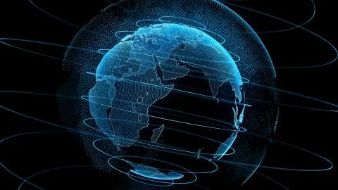 Earth digital globe transparent surface. 3D render Stock Illustration