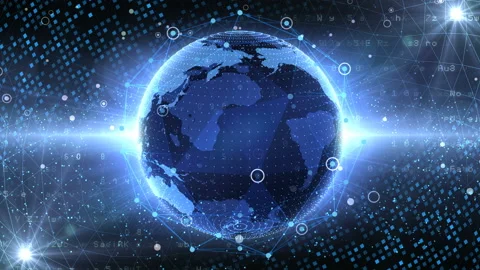 Earth on Digital Network 18 P1B 4k Stock-Footage 107396041