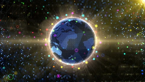 Earth on Digital Network 18 P2BS 4k Stock Footage 107382811