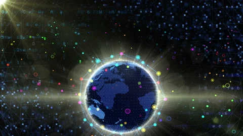 Earth on Digital Network 18 P2BSx 4k Stock Footage 107382635