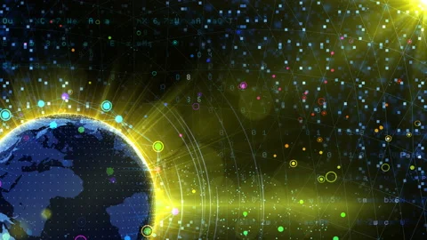 Earth on Digital Network 18 P2Bx 4k Stock Footage 107382597
