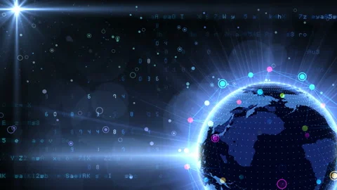 Earth on Digital Network 18 Q1Bx 4k Stock Footage 107388610