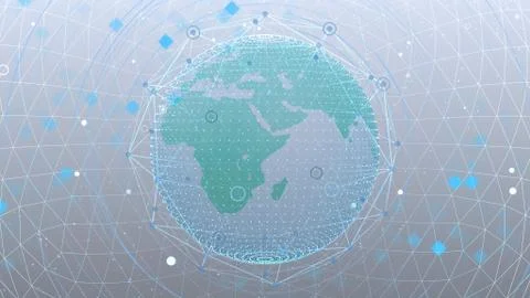 Earth on Digital Network 3D illustration background Middle East J2W Illustrazione stock