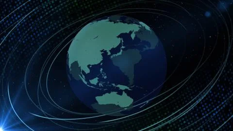 Earth on Digital Network 3D illustration background G1D Japan Australia Stock Illustration