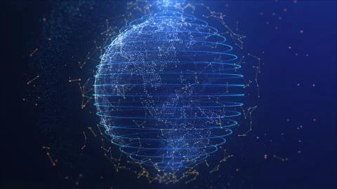Earth on Digital Network background. BIG DATA 3D EARTH. Beautiful Global 스톡 일러스트