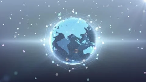 Earth on Digital Network concept background China india ASEAN R2G Stock Illustration