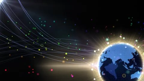 Earth on Digital Network concept background China india ASEAN S2Bx Stock Illustration