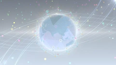 Earth on Digital Network concept background China india ASEAN S2W Stock Illustration