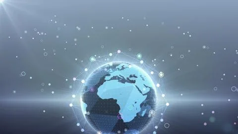 Earth on Digital Network concept background EU Africa R2Gx Stock Illustration