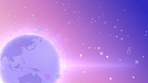 Earth on Digital Network concept background Japan Australia Q2Wx Stock Illustration