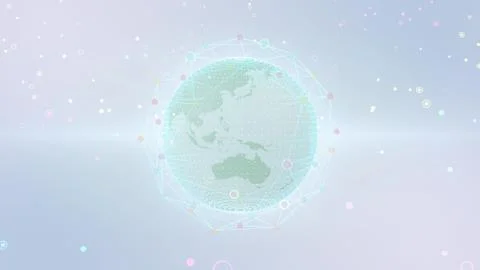 Earth on Digital Network concept background Japan Australia R2W Illustrazione stock
