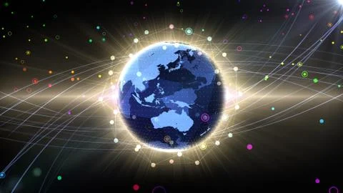 Earth on Digital Network concept background Japan Australia S2B Illustrazione stock