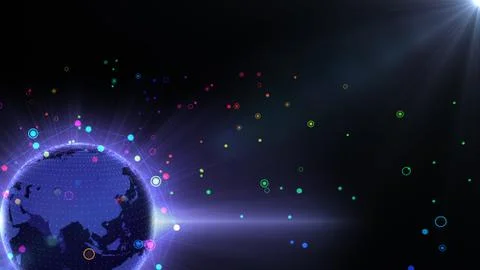 Earth on Digital Network concept background China india ASEAN S1Bx Stock Illustration