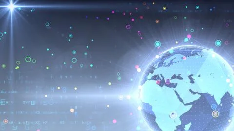 Earth on Digital Network concept background Middle East Q1Gx Stock Illustration