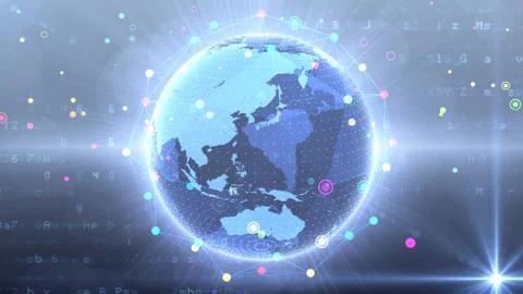 Earth on Digital Network concept background Japan Australia Q1G Stock Illustration