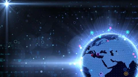 Earth on Digital Network concept background Middle East Q1Bx Stock Illustration
