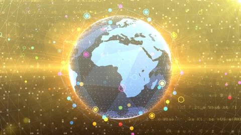 Earth on Digital Network concept background EU Africa P2G Stock Illustration