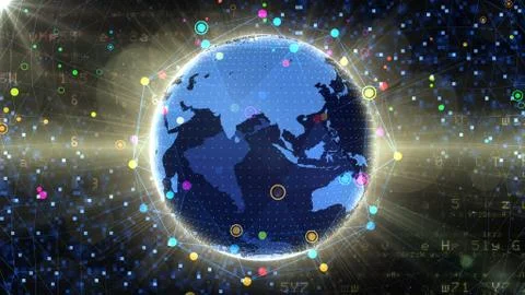Earth on Digital Network concept background China india ASEAN P2B Stock Illustration