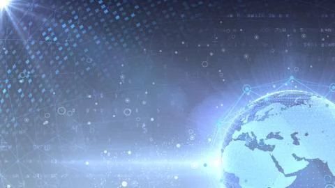 Earth on Digital Network concept background Middle East P1Gx Stock Illustration