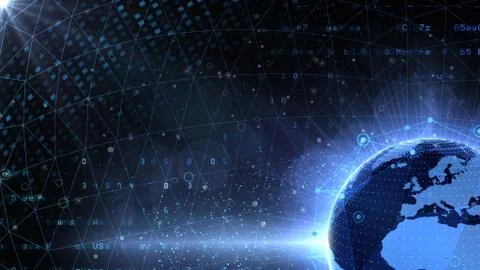 Earth on Digital Network concept background EU Africa P1Bx Stock Illustration