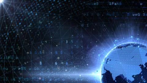 Earth on Digital Network concept background China india ASEAN P1Bx Illustrazione stock