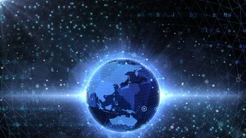 Earth on Digital Network concept background Japan Australia P1BSx Stock Illustration