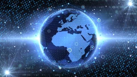 Earth on Digital Network concept background EU Africa P1B Illustrazione stock