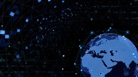 Earth on Digital Network concept background Middle East K1Bx Stock Illustration