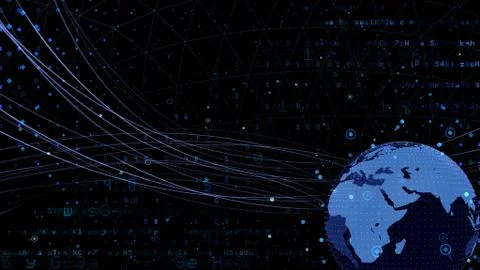 Earth on Digital Network concept background Middle East N2Bx Stock Illustration