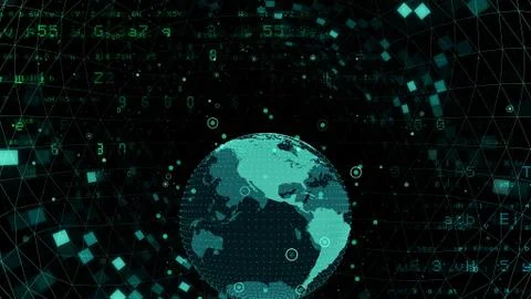 Earth on Digital Network concept background U.S.A North America M2Bx Illustrazione stock