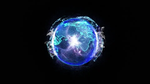 Earth Digital Sphere Rotating Future Technology Graphic Information Stock Footage 144835250