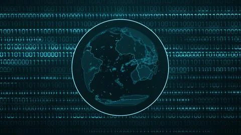 Earth Digital World Technology Fast Binary Code Random Number Business Econom Illustrazione stock