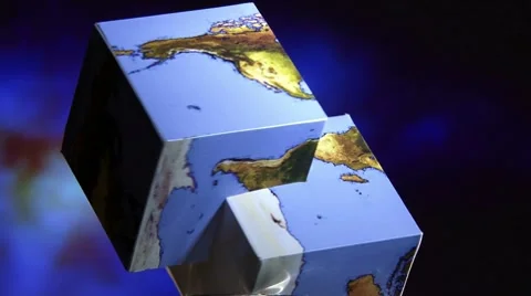 Earth in double cube, colorful 動画素材 10560512