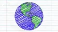 Earth drawing paper cartoon hand drawn animation spinning globe world pen loop 4k or 4k+ Resolution