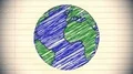 Earth drawing paper cartoon hand drawn animation spinning globe world pen loop 4k or 4k+ Resolution