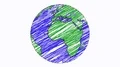 Earth drawing paper cartoon hand drawn animation spinning globe world pen loop 4k or 4k+ Resolution