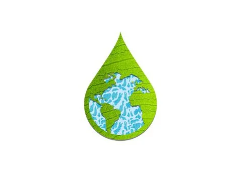 Earth in drop shape green leaf Illustrazione stock