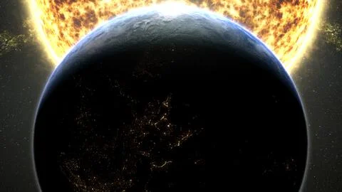 Earth Eclipse Passing The Sun Stock Illustration