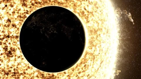 Earth Eclipse Passing The Sun 스톡 일러스트