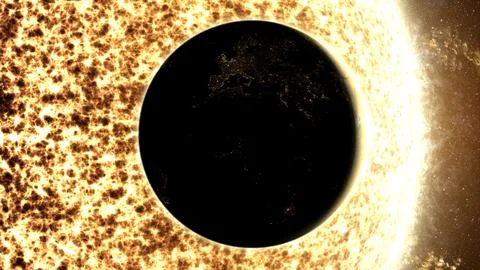 Earth Eclipse Passing The Sun 스톡 일러스트
