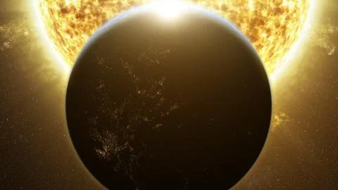 Earth Eclipse Passing The Sun Stock Illustration