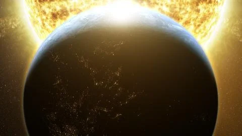 Earth Eclipse Passing The Sun イラスト素材