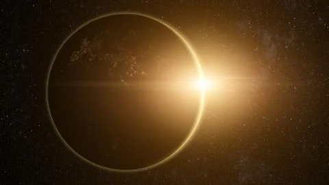 Earth Eclipse Passing The Sun Stock Illustration