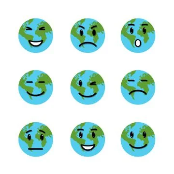 Earth emotion face Stock Illustration
